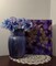 SOLD!!  The Purple Rose of Virgo, Handpainted Vase, 8x10 Acrylic Abstract, Purple, Silver, Wedgewood Blue. product 1